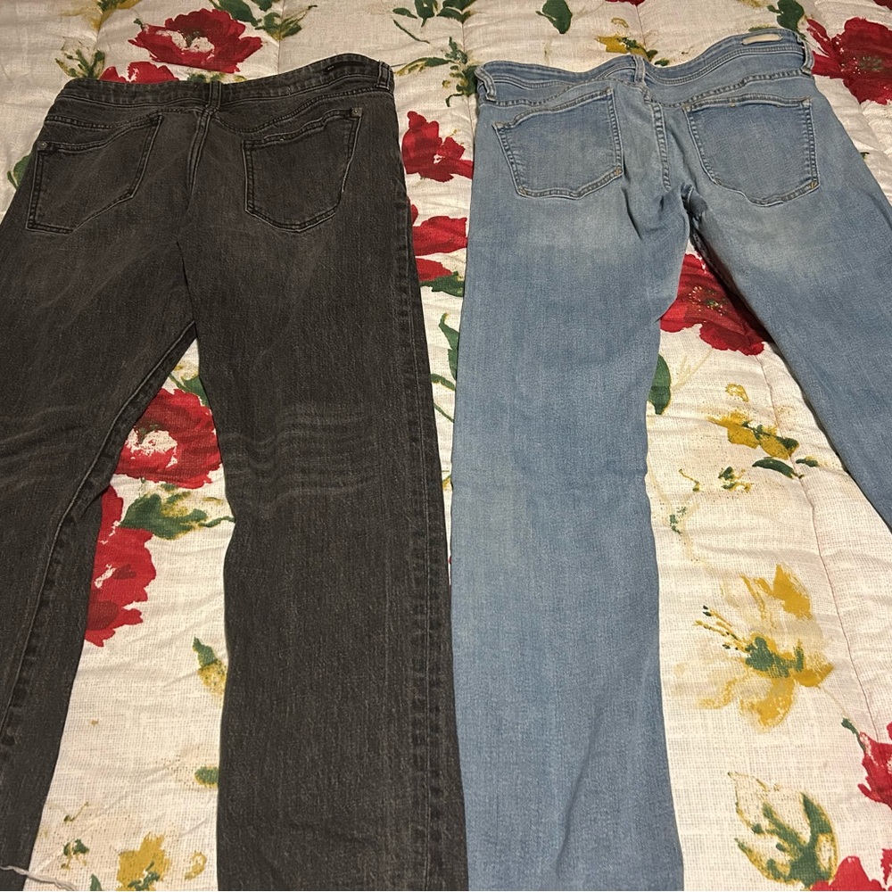 Pilcro and the Letterpress Straight Leg Jeans - Black and Light Blue